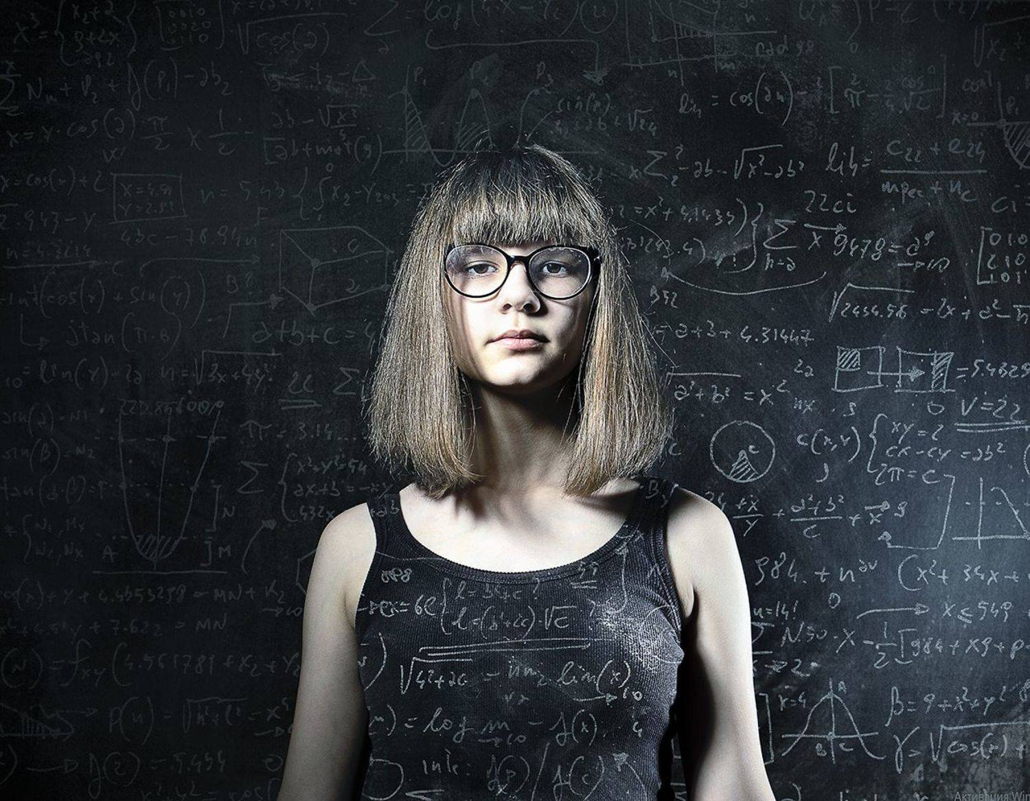 девочка, портрет, доска, мел, знание, Boji