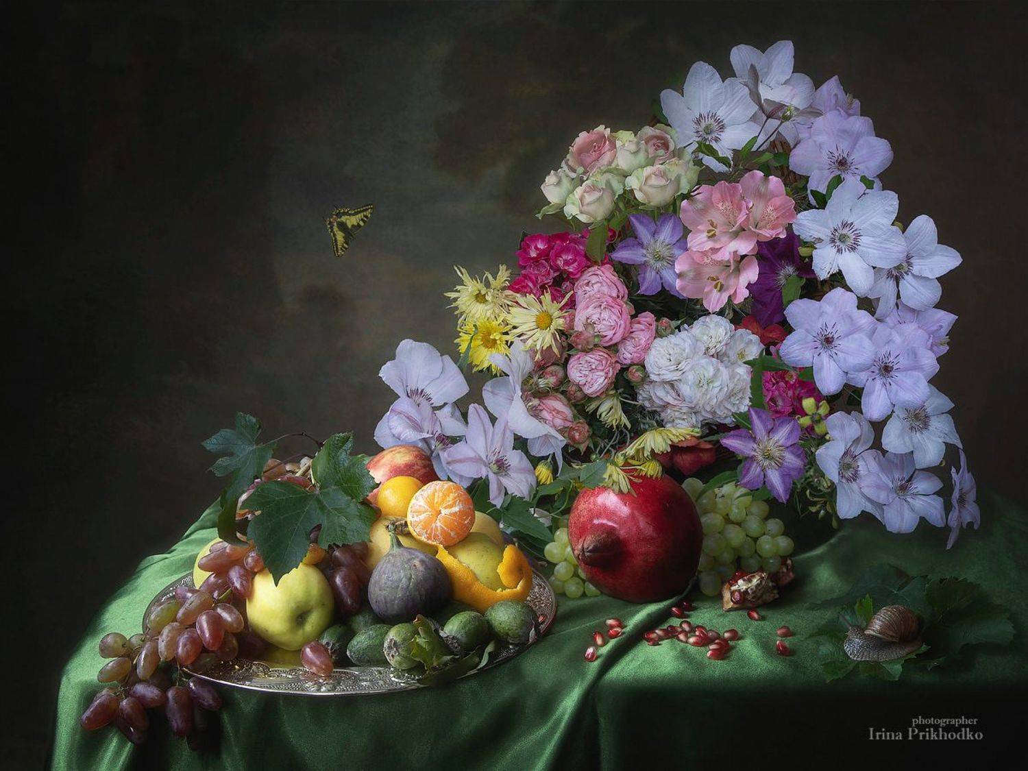 натюрморт, стиль ренессанс, фрукты, цветы, букеты, Ирина Приходько