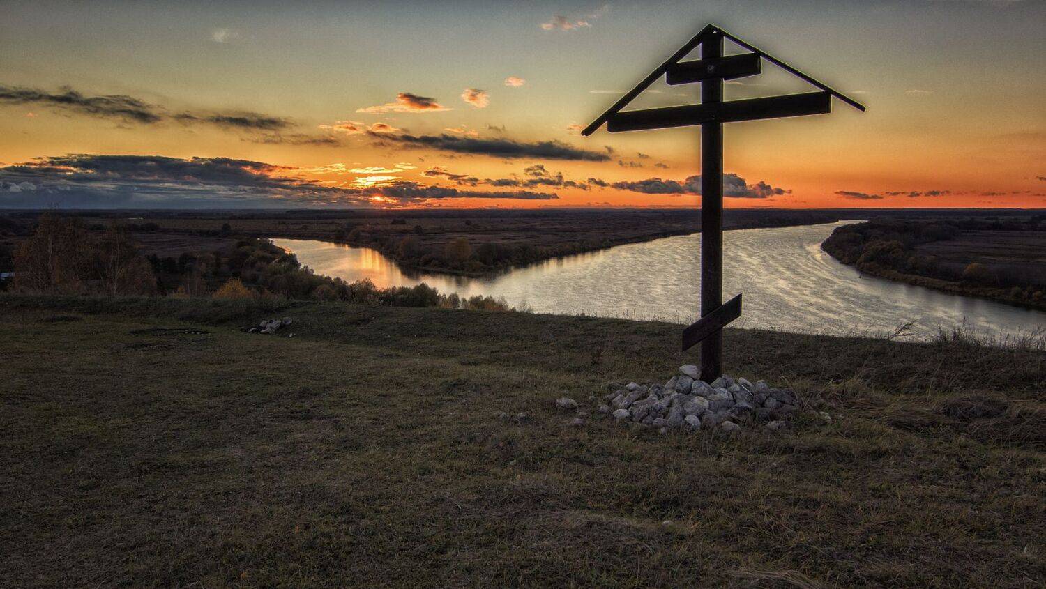 закат, осень, крест., Анатолий Салтыков
