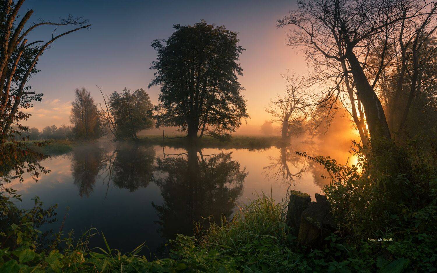   Meanders of the river, river, Kociewie, Poland, landscape, water, trees, sunrise, Roman Hudzik