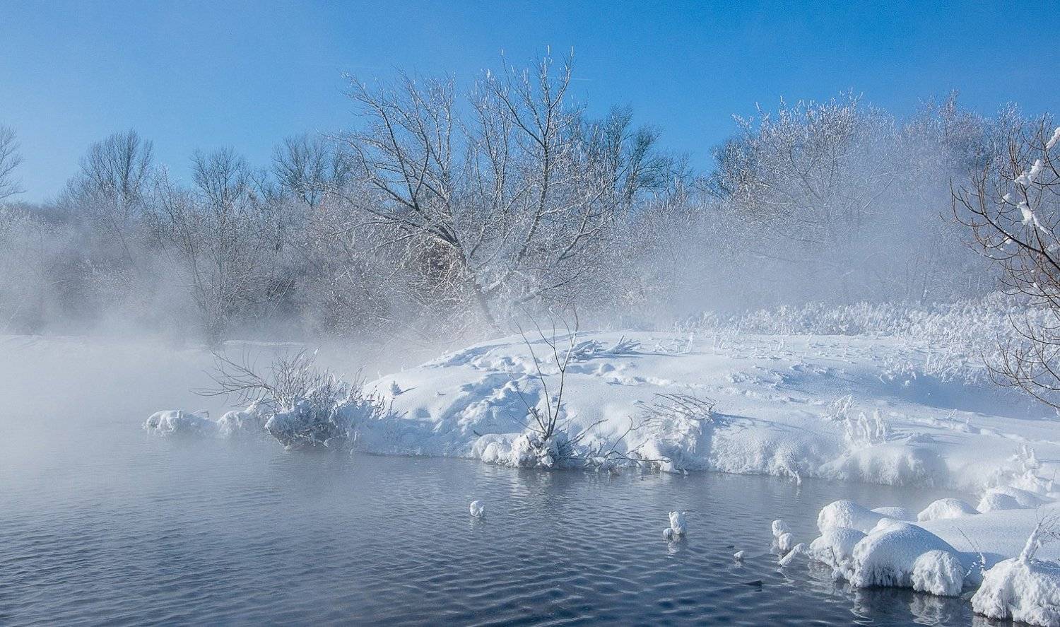 Зима, Мороз, Река, Туман, Анатолий Зверев