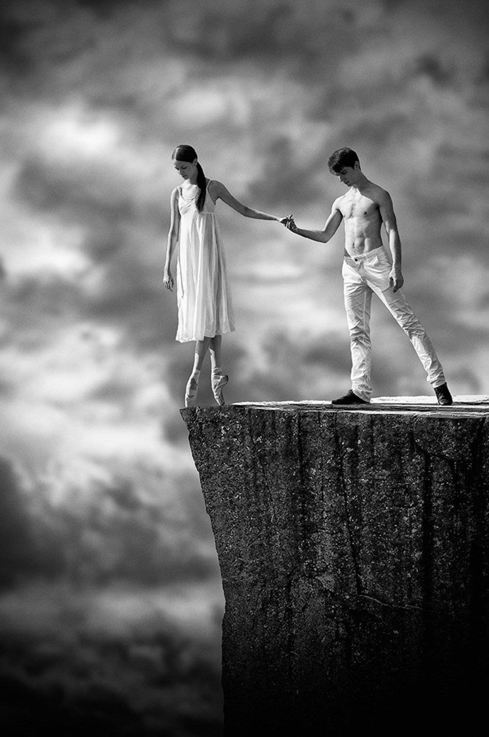 Ballet, Black & white, Cliff, Enzeru Akira