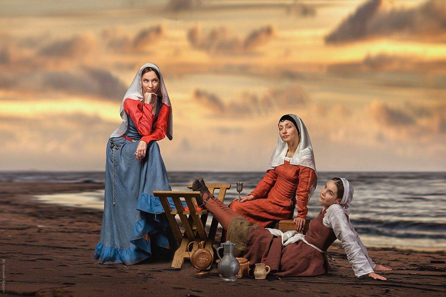 Девушки, Реконструкция, Средневековье, Стилизация, Александр Сергеев