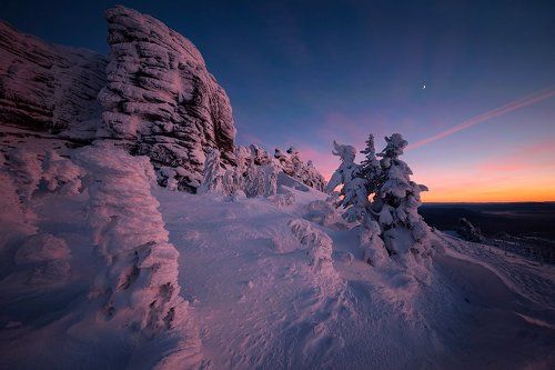 Шерегешский зимний вечер, сумерки