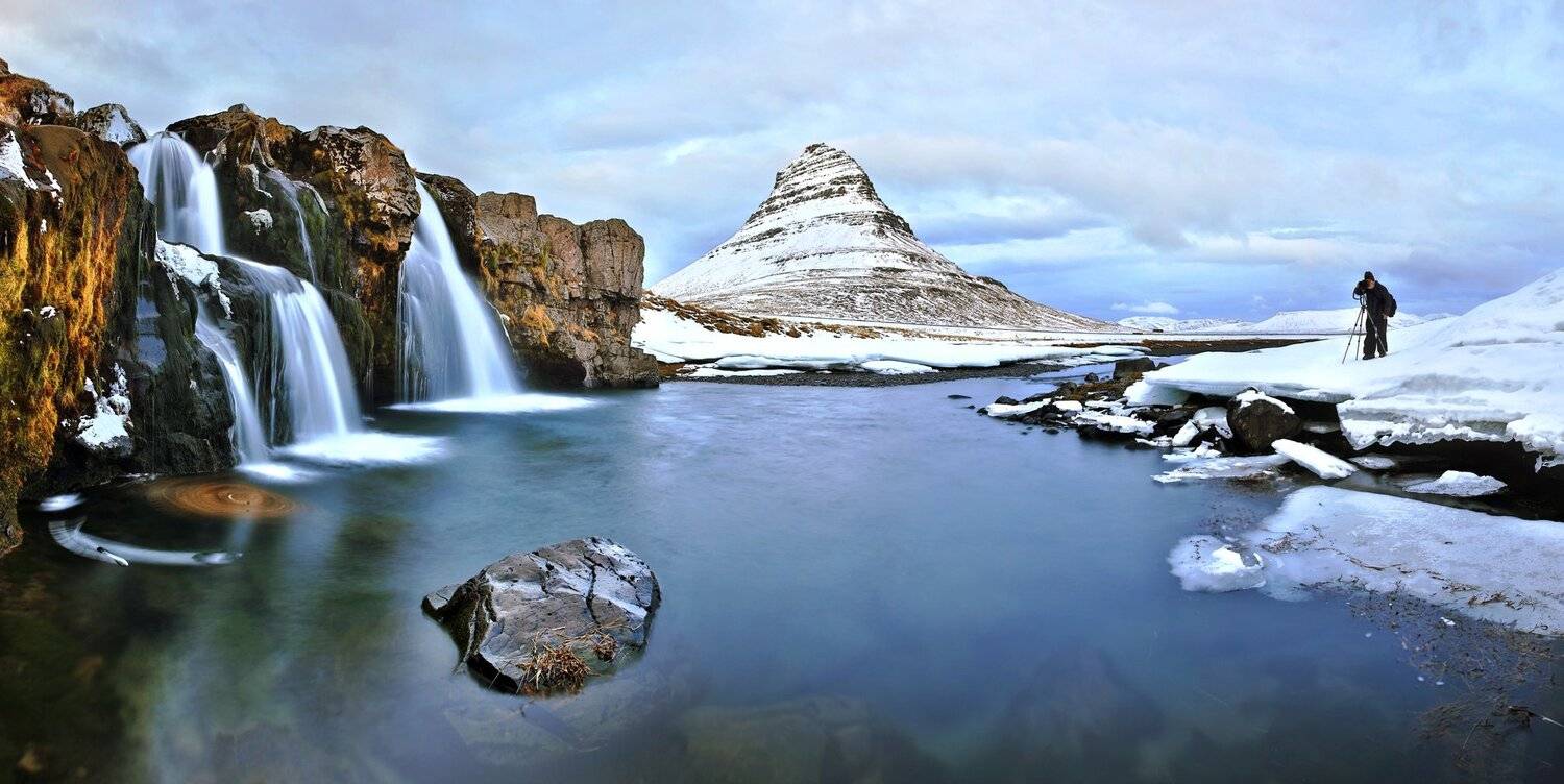 Island, Kirkjufells, Водопад, Исландия, Алексей Сулоев