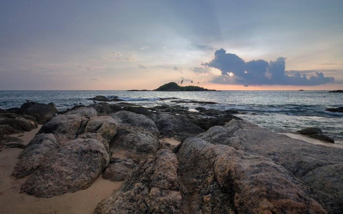 берег, камни, индийский, океан, остров, вечер, закат, шри, ланка, Георгий Машковцев