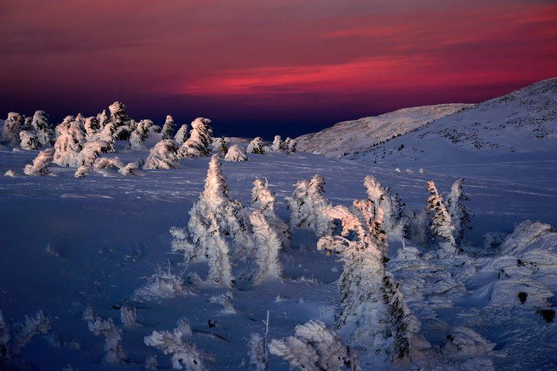 Шерегешский зимний вечер, сумерки (2) фото превью