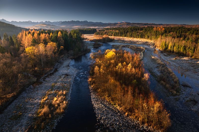 mountains, autumn, poland, slovakia, sunrise Mountain River фото превью