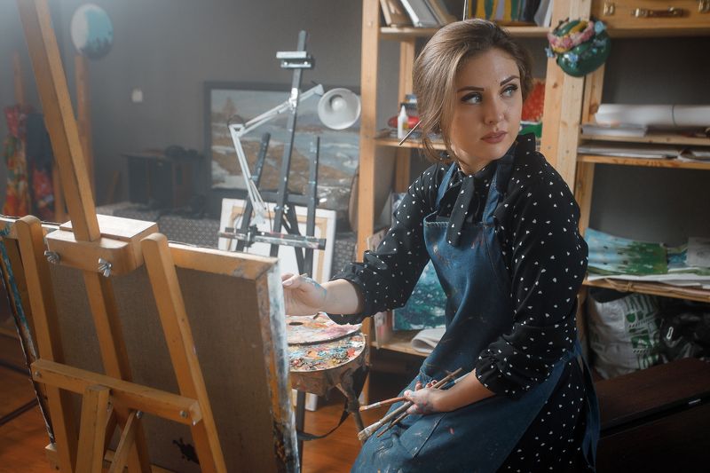 портрет, работа, процесс, artist, искусство, мастерская, процесс, художник, портрет, нерозя, workshop Художница фото превью