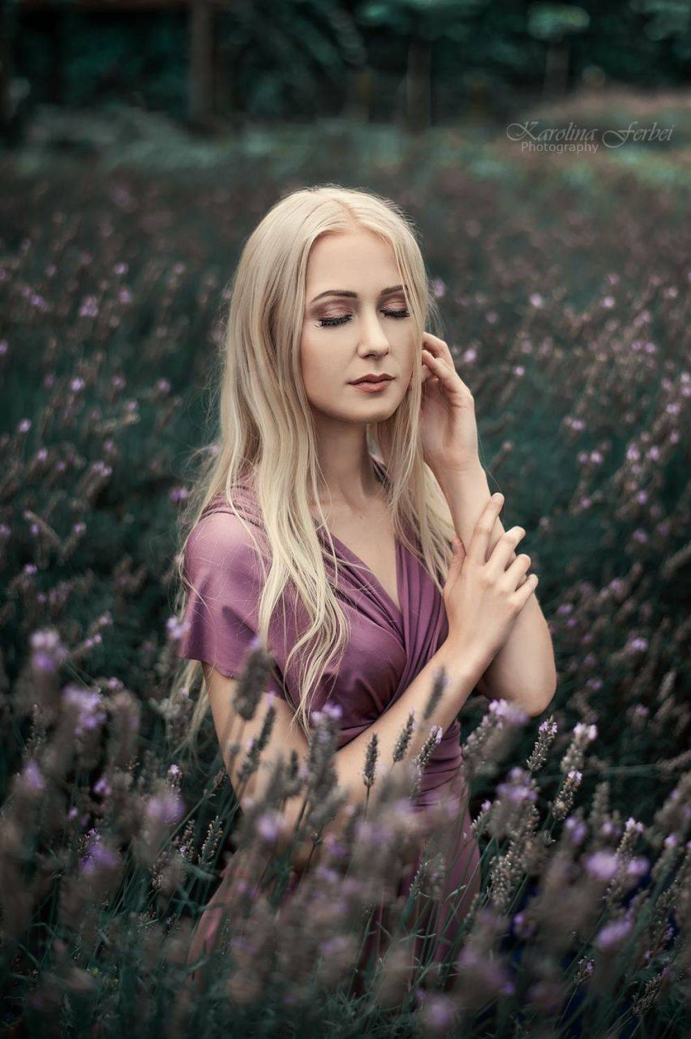 dress, makeup, magic, fine art, художественная фотография, lavender, purple, pink, blonde, лаванда, Karolina Ferbei