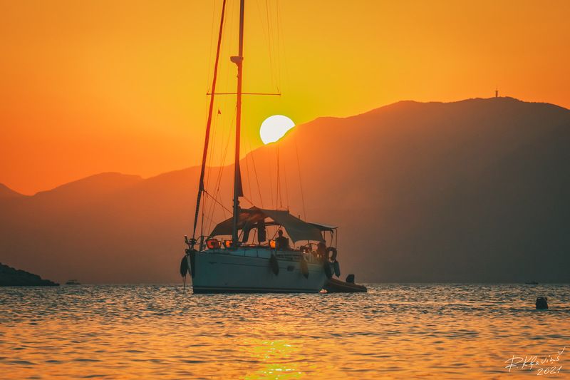 travel, greece, sunset Золото заката фото превью