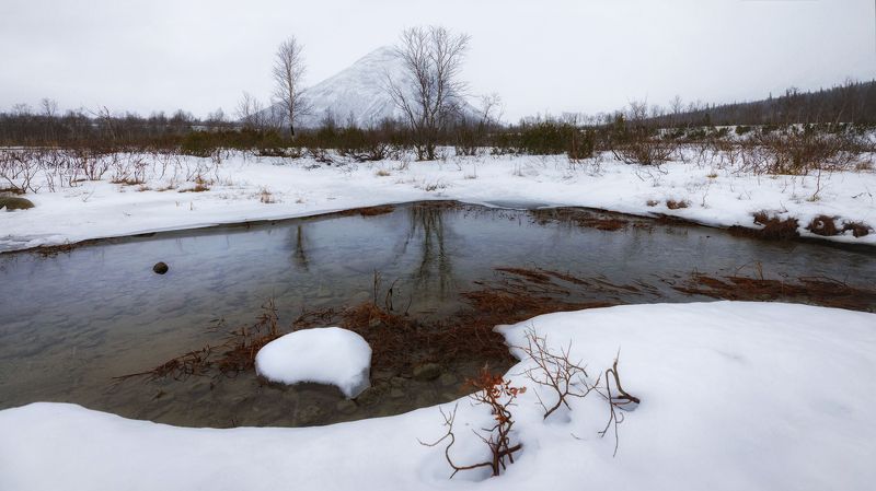 пейзаж, Хибины, горы, отражения В Хибинах уже зима фото превью
