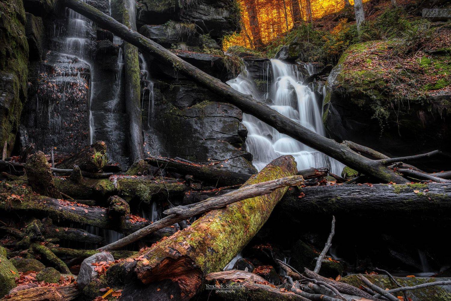 пейзаж водопад вода лес осень ручей landscape waterfall water forest autumn stream, Stanislav Yendrek