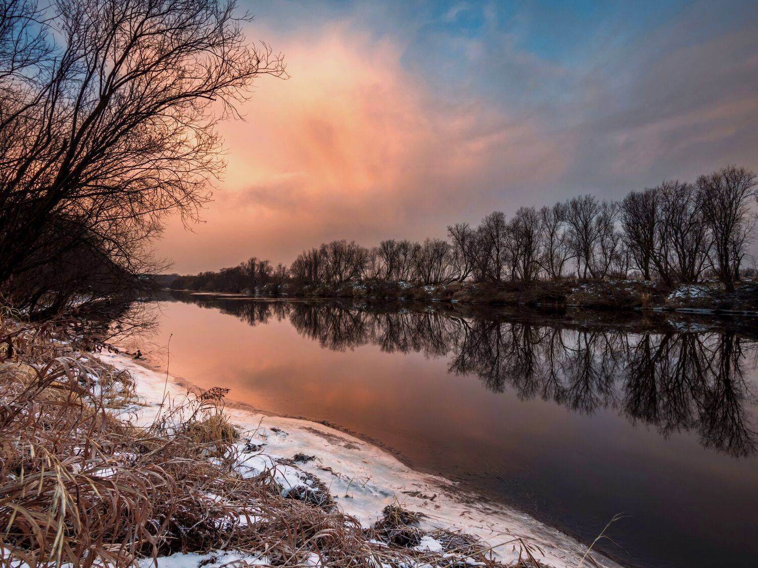 природа, осень, утро, мороз, река, рассвет, небо, Александр Титов