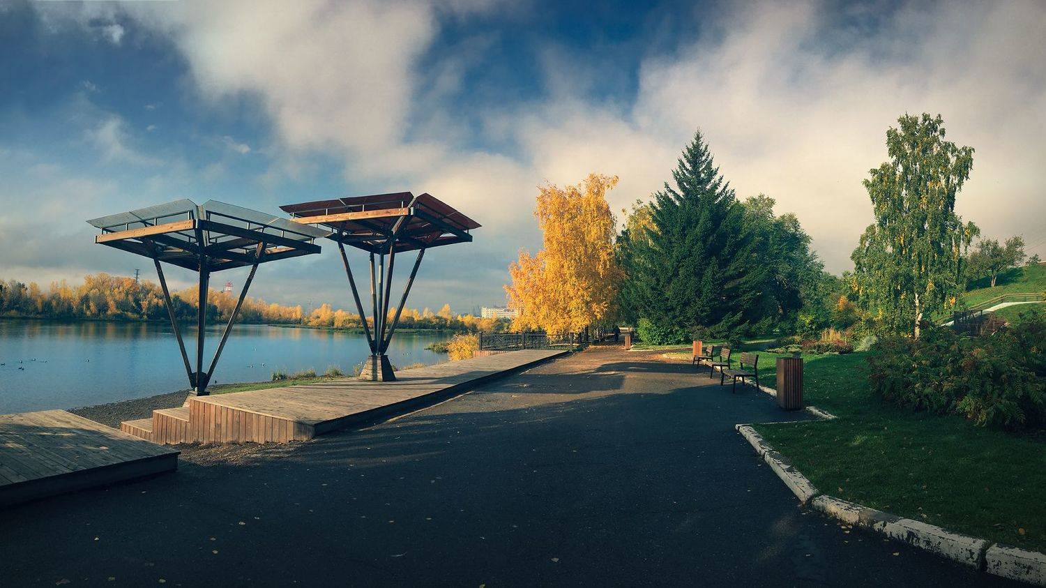 пейзаж, панорама, набережная, грибок, осень, енисей, река, красноярск, сибирь, город, Дмитрий Антипов