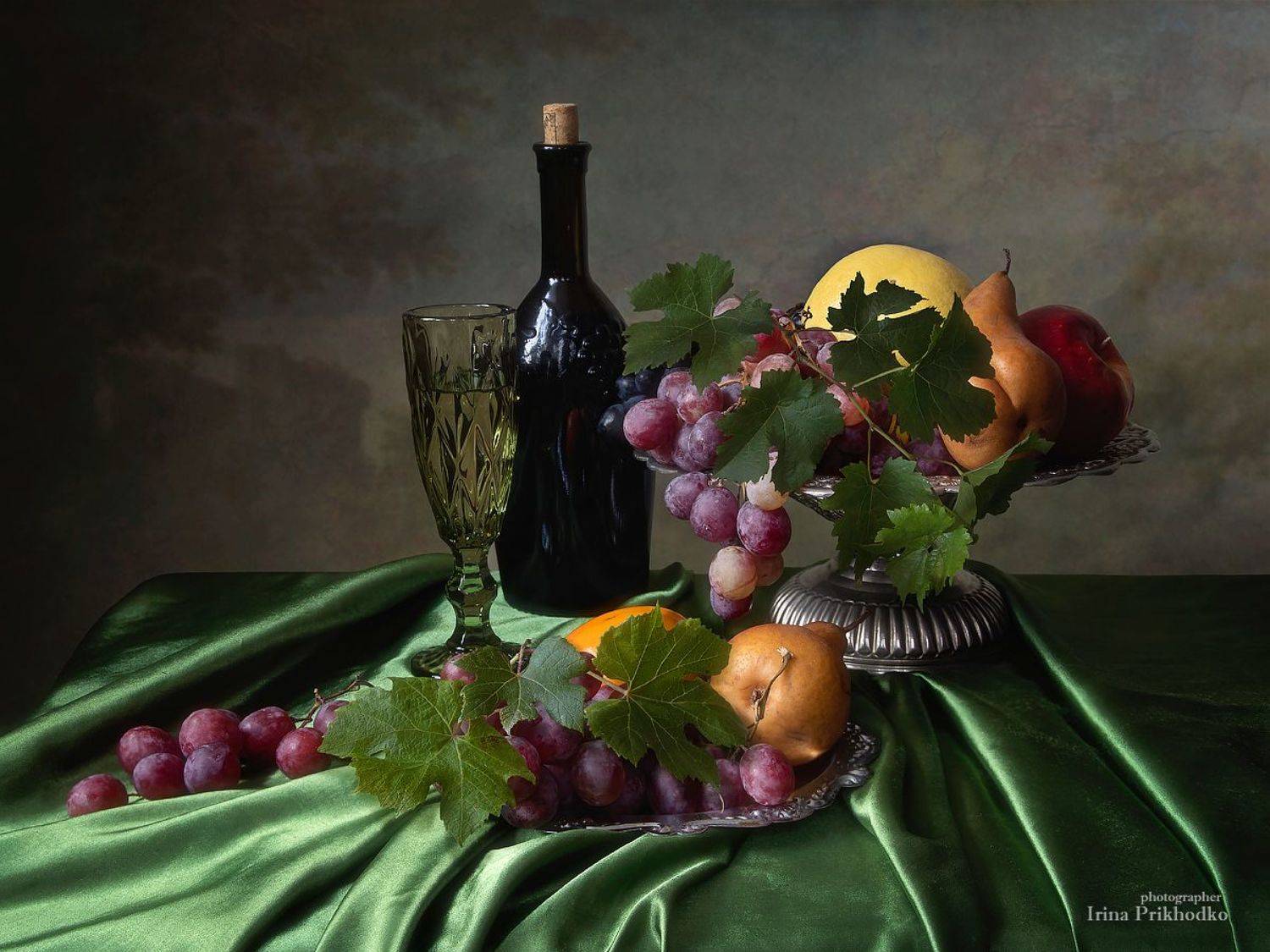 натюрморт, фрукты, вино, винтажный, Ирина Приходько