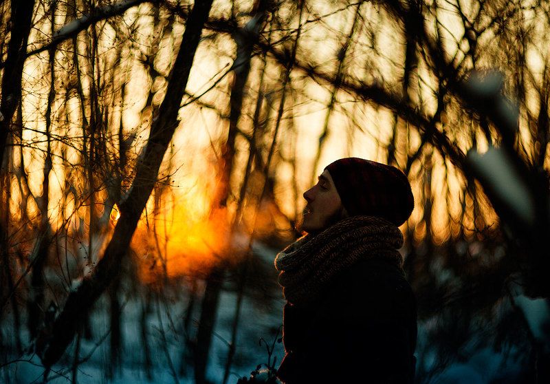 Зимний закат фото превью