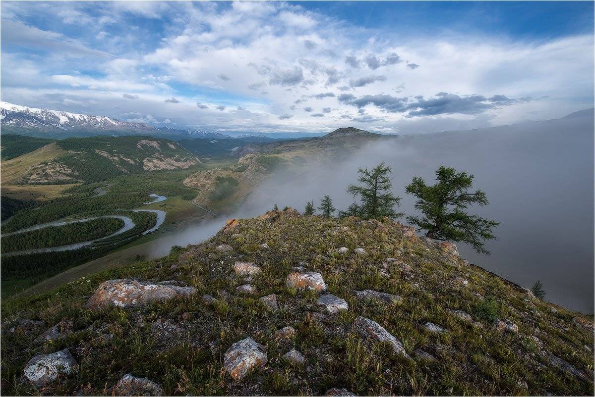алтай, туман. горы. северо-чуйский хребет,хребет каратюрек, кара-тюрек, утро, снежные вершины., Кутыгин Эдуард