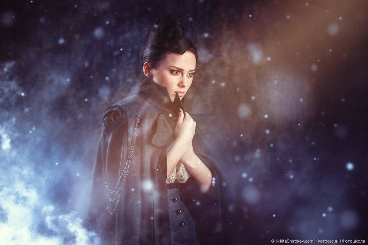 Девушка, Дым, Портрет девушки, Свет, Снег, NikitaShirokov