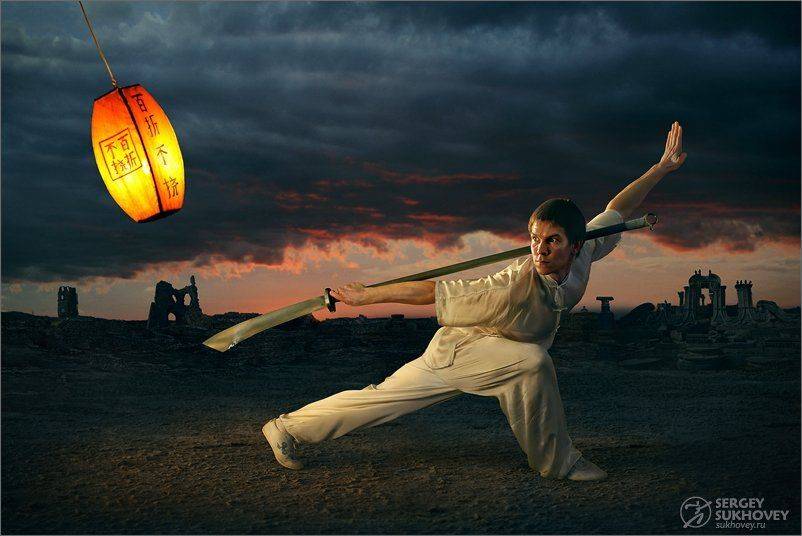 Алебарда, Воин, Китай, Кунфу, Руины, Ушу, Фонарь, Сергей Суховей