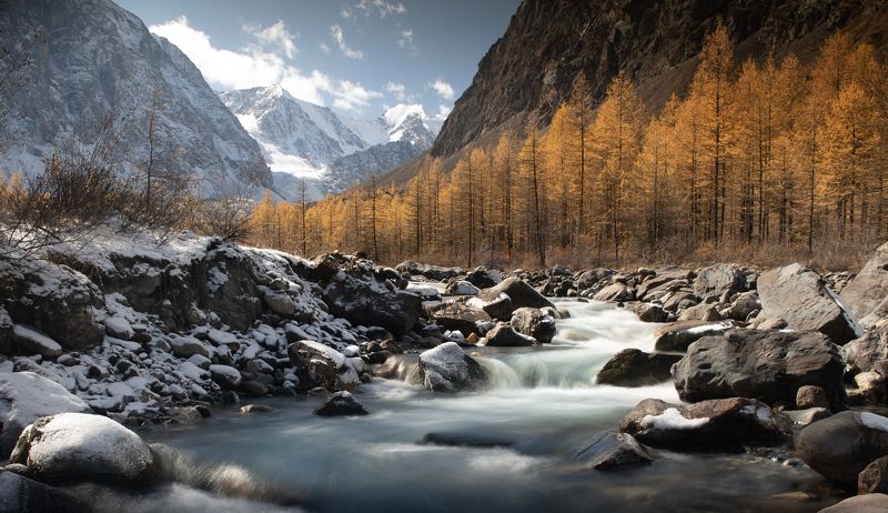 осень, водопад, алтай, утро, вода, река Горные реки Алтая... фото превью