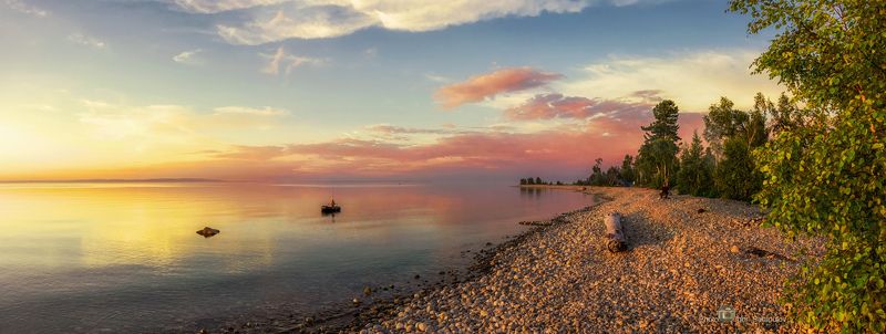 байкальский вечер,  путешествия по россии, путешествия на автомобиле, путешествия, побережье, пейзаж,  панорама, освещение, озеро, новоснежная, закат, вечер, байкал, рыбалка, Волшебные краски Байкала фото превью