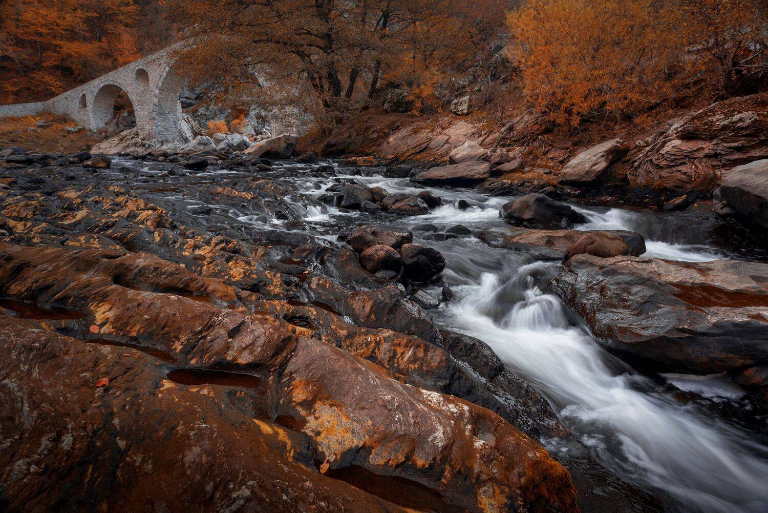 bulgaria, rhodopes, devil\'s bridge, autumn, nature, landscape, water, rocks, stones, Atanasova - Lucero Mariyana