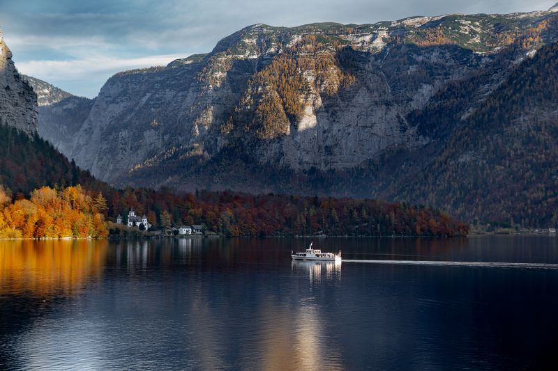 хальштеттер, хальштат, гальштат, озеро, австрия, пейзаж, осень, закат Поймать осень фото превью