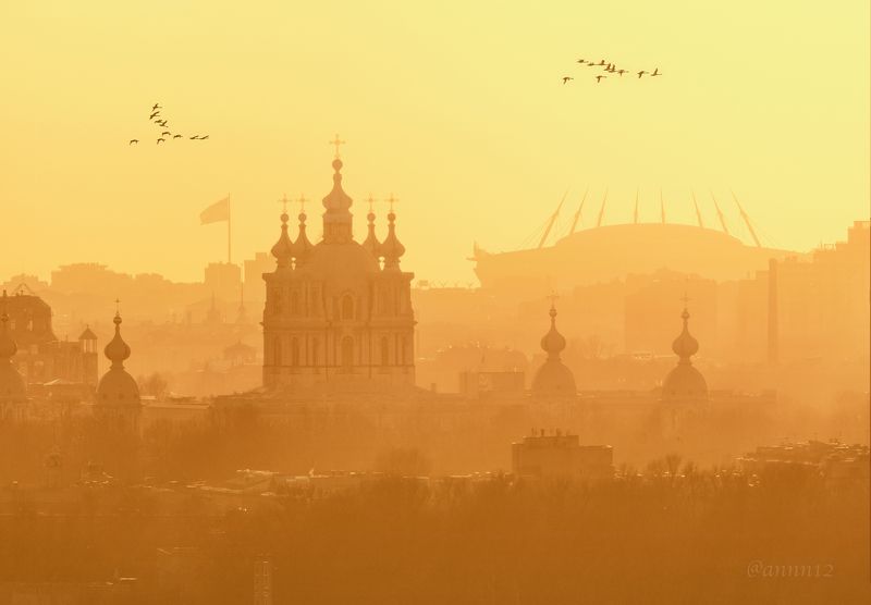 петербург, город, закат, перспектива Закат над Петербургом фото превью