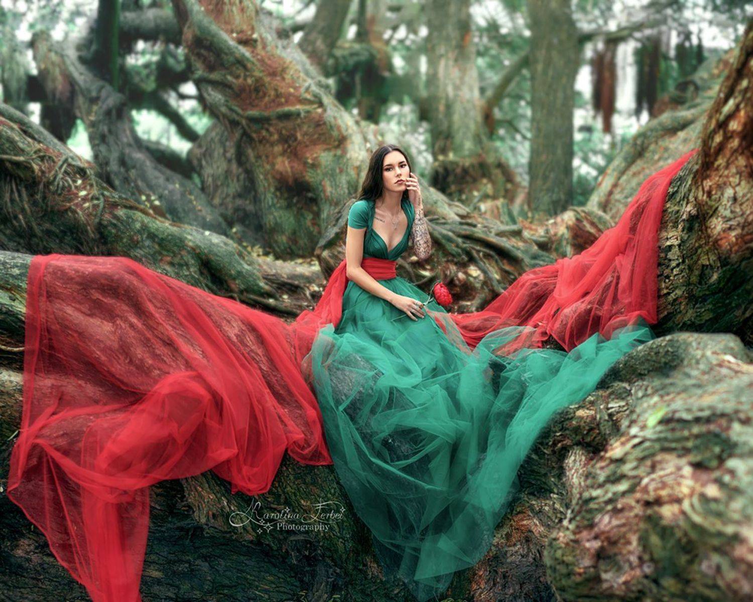 tree, forest, fine art, portrait, художественная фотография, лес, дерево, фея, богиня, девушка, платье, природа, фотосессия, портрет, Karolina Ferbei