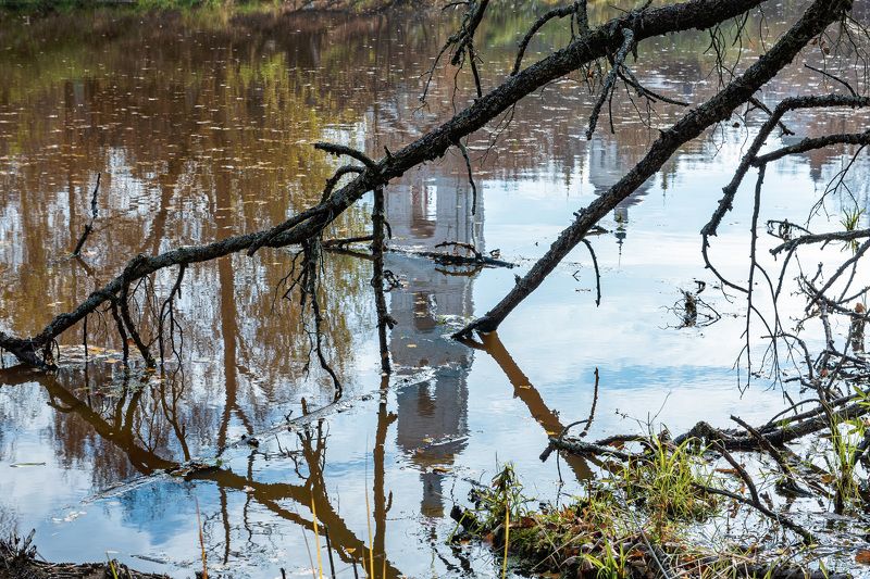 монастырь, пруд, осень Из серии \