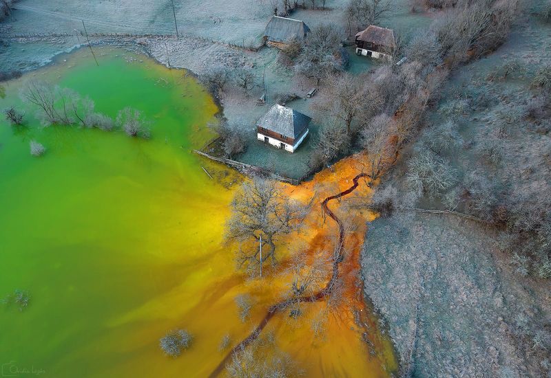 autumn, trees, fog, morning, landscape, travel, nature, mountain, romania, cold, light, lake Living in a toxic Beauty фото превью