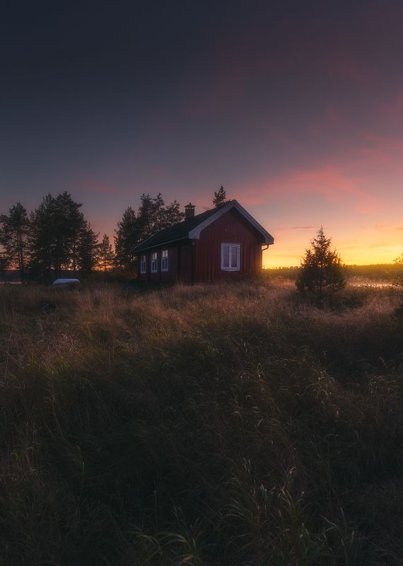 cabin, norway, evening, sunset Cabin фото превью