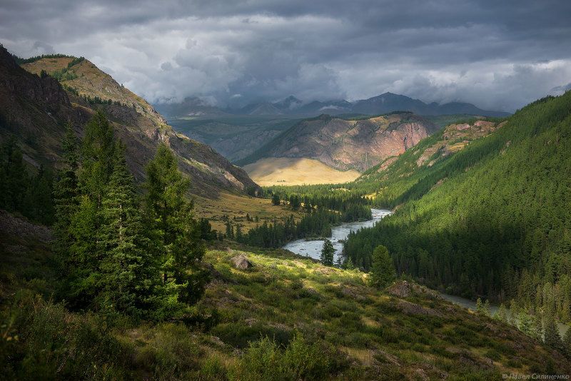 пейзаж, алтай, горы, лето, река, скалы, лето, свет, тень Чуя фото превью