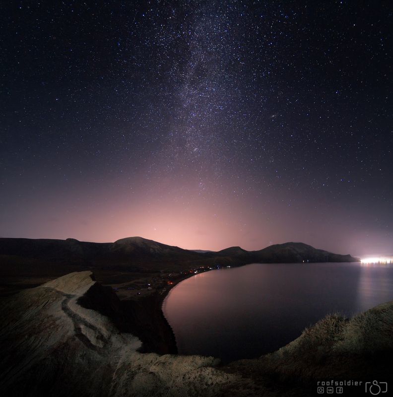 Landscape, night, stars, milky way, astrophotography, crimea, ukraine, sea, sky, nightsky, mount, nature Мыс Хамелеон фото превью
