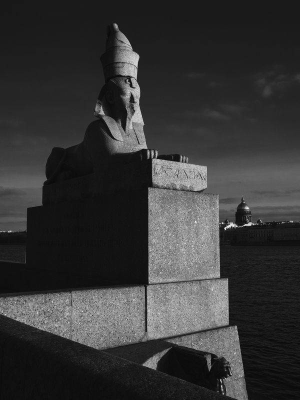 санкт-петербург, питер, нева, сфинксы, университетская набережная, архитектура, город, осень, черно-белое, черно-белое фото, olympus om-d e-m10 mark ii, анатолий щербак Мой неизведанный Питер. фото превью
