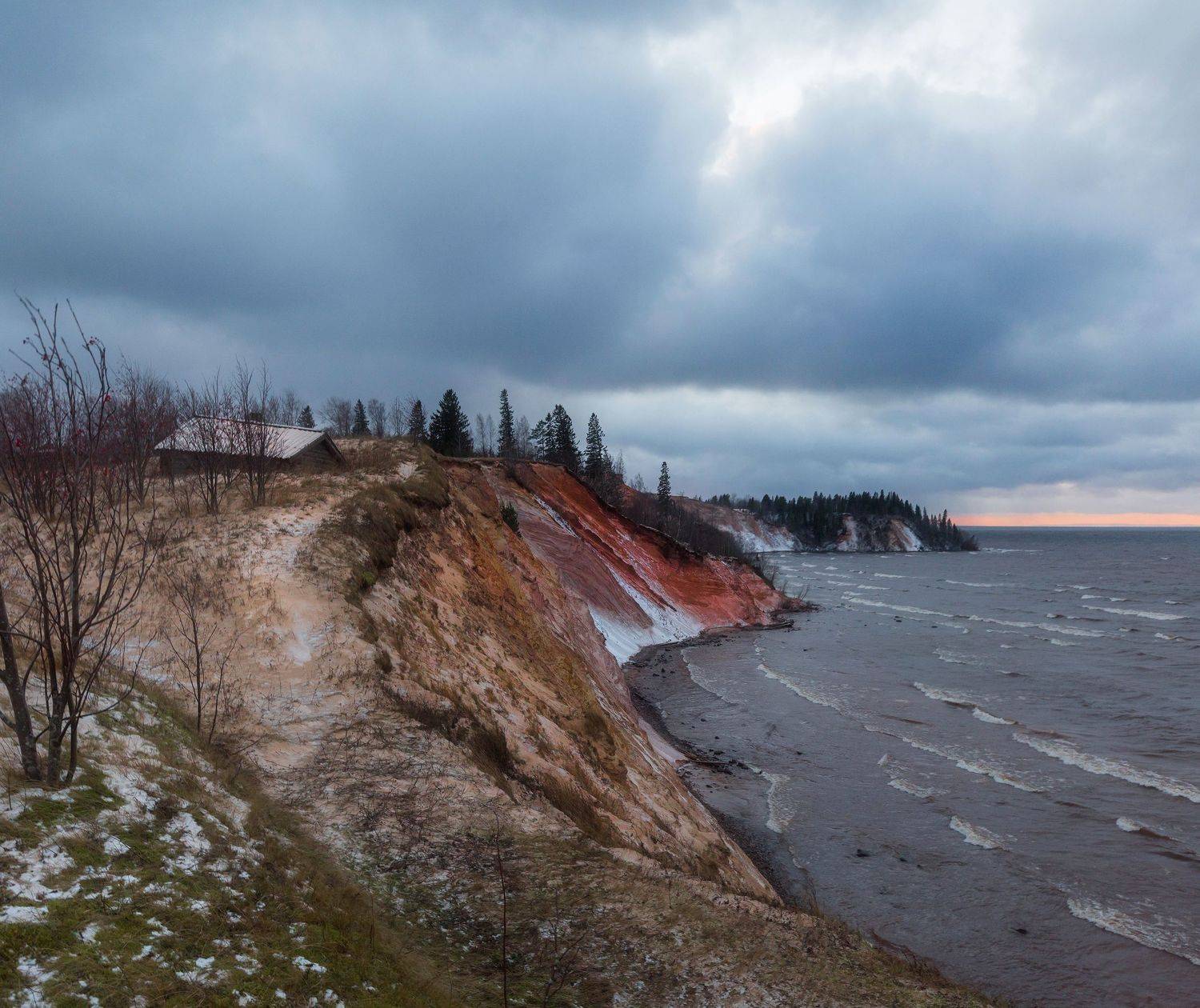 онего, онежское озеро, вытегра, шторм, ноябрь, первый снег, Павел Ващенков
