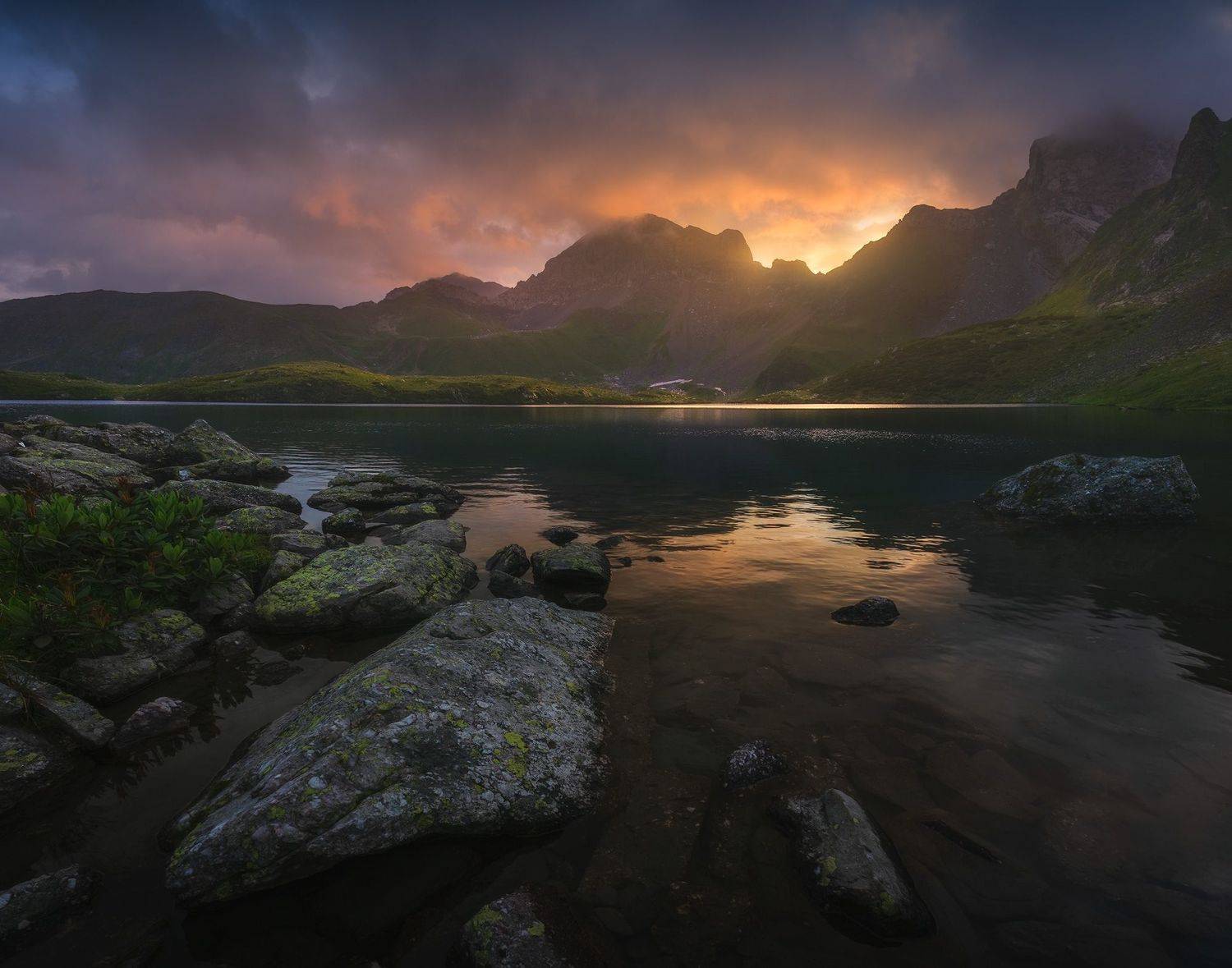 горы, закат, пейзаж, кавказ, загедан, карачаево-черкесия, озера, Александр Дударев