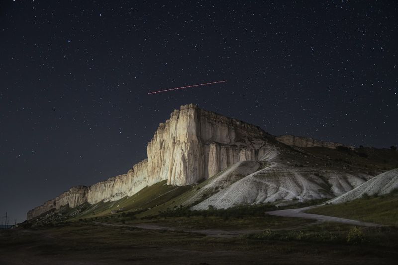 белая, скала, ак-кая, крым, ночь, звезды Белая скала Ак-Кая и звёзды фото превью