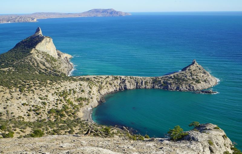 sea, horizon, coast, morning, mountain, rock, landscape, nature Blue Bay фото превью