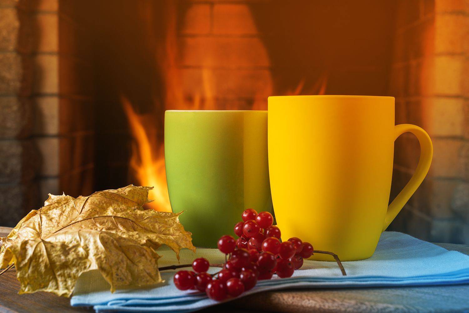 натюрморт, очень, камин, листья, ягоды, чай, напиток, тепло, Лариса Николаевна Дука
