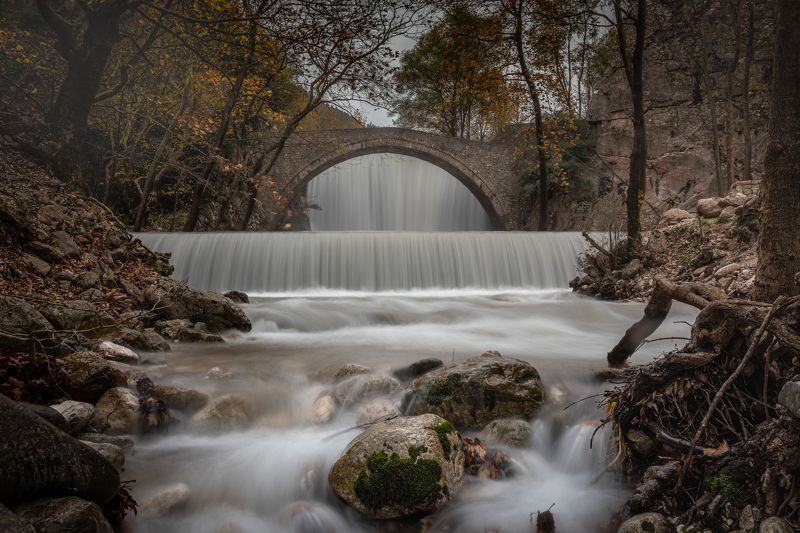 greece, meteora, bridge, waterfall, river, long exposure, forest, autumn Autumn Forest in Meteora, Greece фото превью