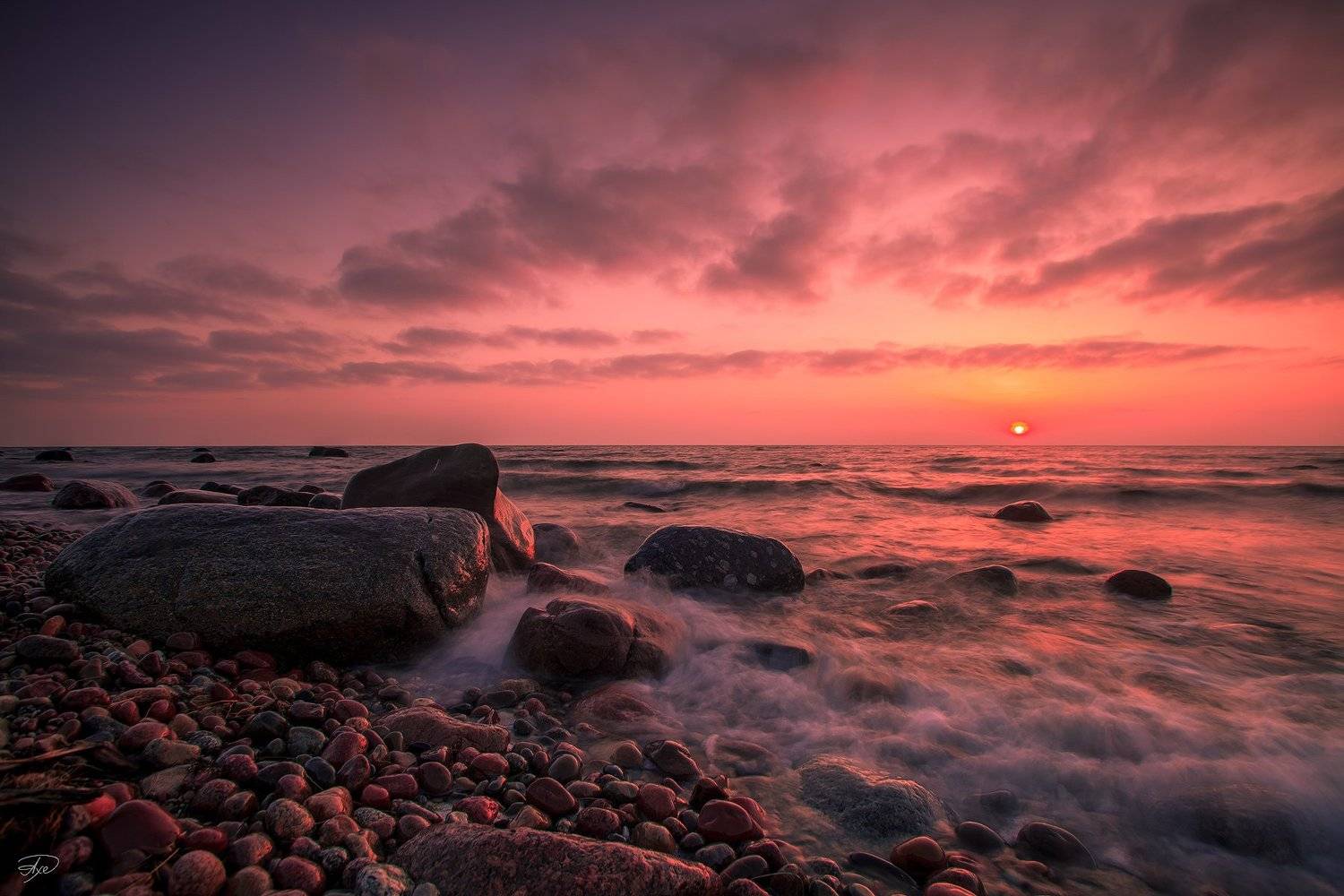 Baltic Sea, Colors, Evening, LEE, Lithuania, Stones, Sunset, Waves, Руслан Болгов (Axe)