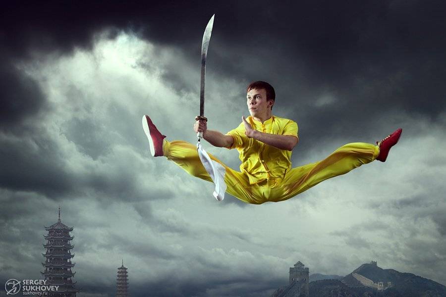 Воин, Дао, Китай, Китайская стена, Кунфу, Меч, Небо, Полет, Прыжок, Сабля, Ушу, Сергей Суховей