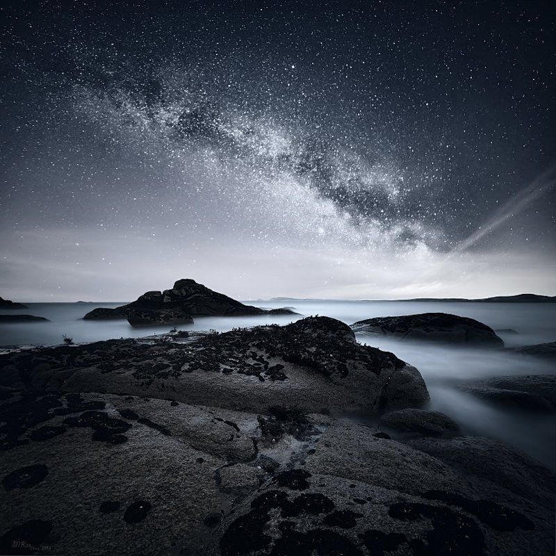Atlantic Ocean, Co. Donegal, Ireland, Milky way, Night sky, Ocean, Rocks, Stars Co. Donegal фото превью