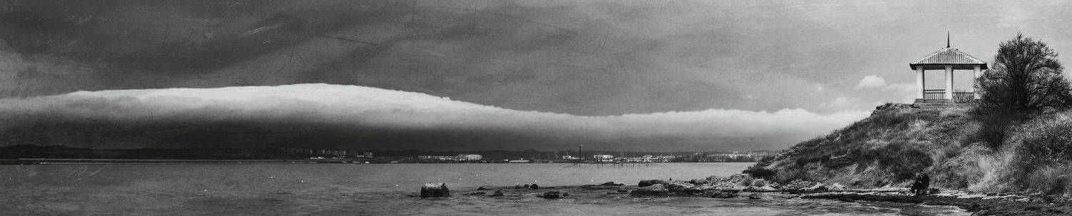 черно-белое, черно-белая фотография, гора, беседка, гелиос 44-2, черное море, керченский пролив, атмосфера, дзен, керчь, крым, россия, анатолий щербак, Анатолий Щербак