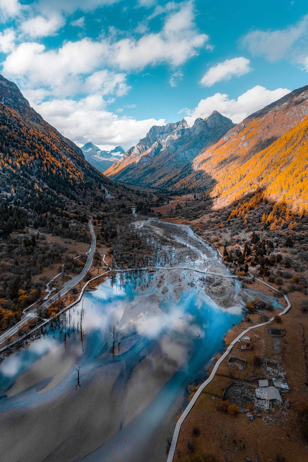 高原，峡谷，秋天，湖泊，山林, Jim Chen