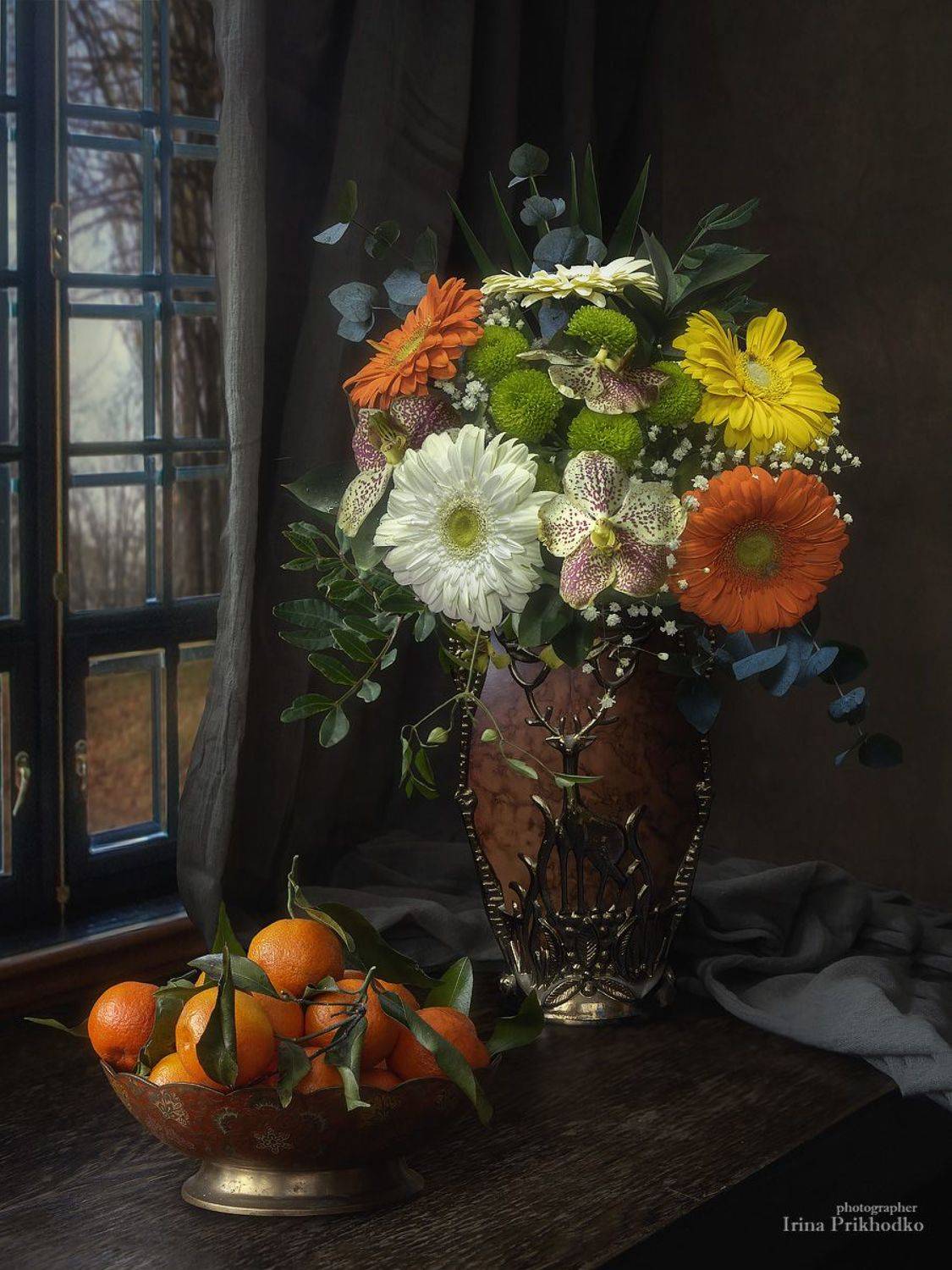 натюрморт, букеты. цветы, фрукты, мандарины,, Ирина Приходько