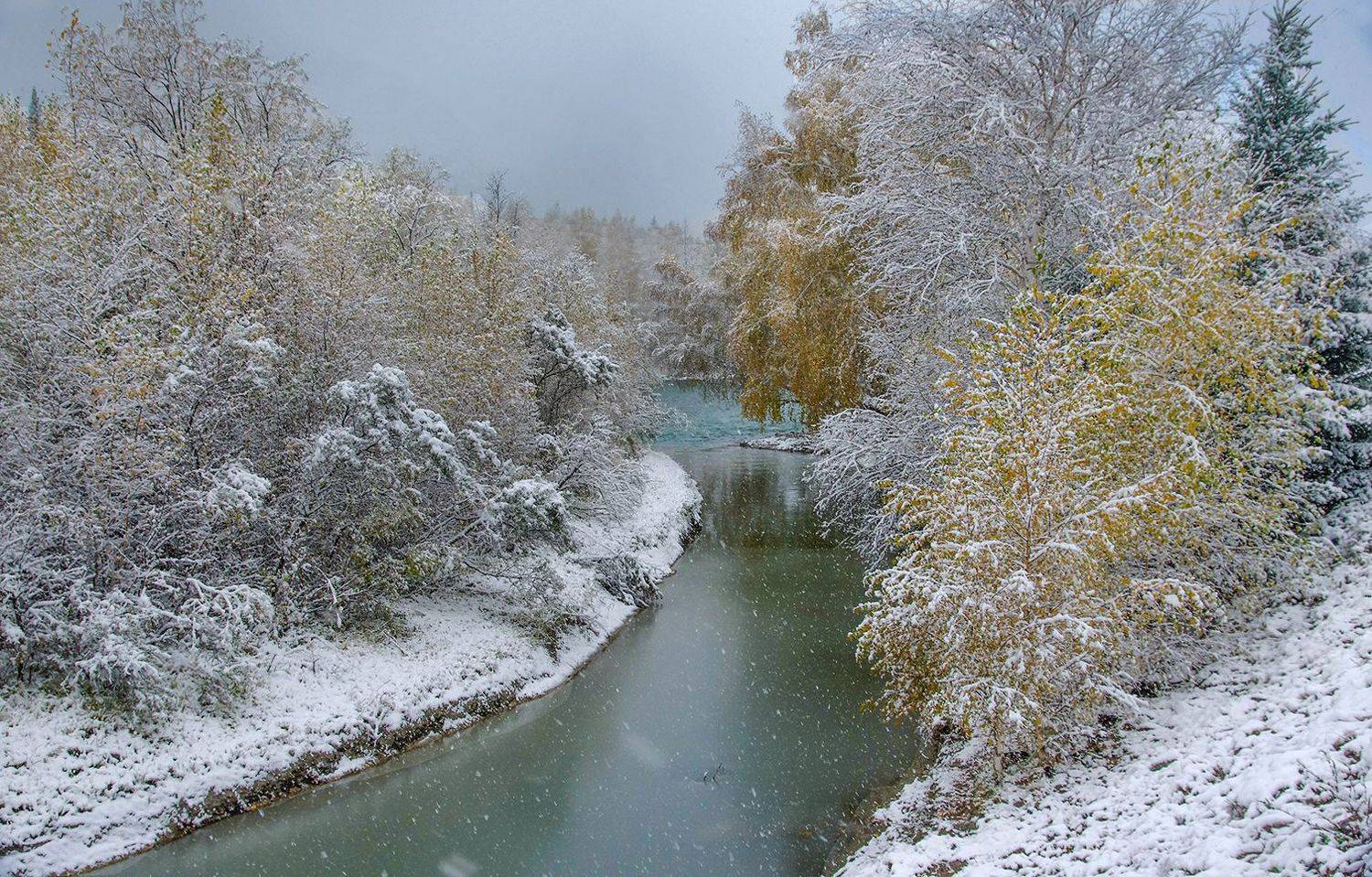 снег, утро, река, чуя, чуйский_тракт, вода, осень, алтай, Валерий Чичкин