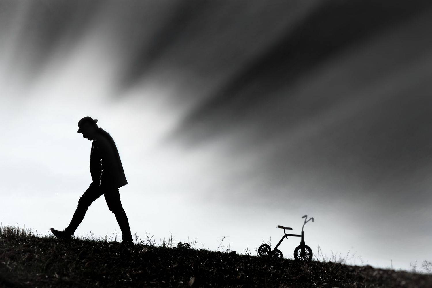 loneliness, conceptual, ray, sun, bike, silhouette, Jordan Keramidas